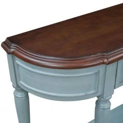 52 in. Antique Blue Standard Half Moon Wood Console Table with 2-Top Drawers by Kahomvis -Kahomvis Sales Store antique blue kahomvis console tables tre lkwf2 4aac 44 1000