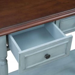 52 in. Antique Blue Standard Half Moon Wood Console Table with 2-Top Drawers by Kahomvis -Kahomvis Sales Store antique blue kahomvis console tables tre lkwf2 4aac 4f 1000