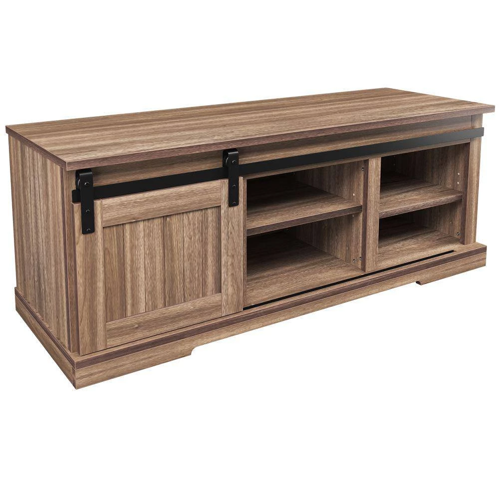 Antique Gray Storage Bench with Sliding Door and Adjustable Shelf (18 in. H x 46.7 in. W x 15.7 in. D) by Kahomvis 2 Antique Gray Storage Bench with Sliding Door and Adjustable Shelf (18 in. H x 46.7 in. W x 15.7 in. D) by Kahomvis - Image 2