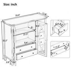 33.4 in. Antique Navy Blue Acacia Wood Accent Storage Cabinet with Drawers and Adjustable Shelf by Kahomvis -Kahomvis Sales Store antique navy blue kahomvis accent cabinets u lkwf2 72aav c3 1000