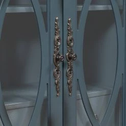 33.4 in. Antique Navy Blue Acacia Wood Accent Storage Cabinet with Drawers and Adjustable Shelf by Kahomvis -Kahomvis Sales Store antique navy blue kahomvis accent cabinets u lkwf2 72aav fa 1000