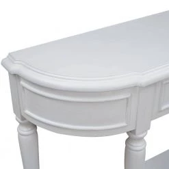 52 in. Antique White Standard Half Moon Wood Console Table with 2-Top Drawers by Kahomvis -Kahomvis Sales Store antique white kahomvis console tables tre lkwf2 4aak 44 1000