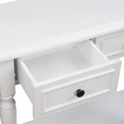 52 in. Antique White Standard Half Moon Wood Console Table with 2-Top Drawers by Kahomvis -Kahomvis Sales Store antique white kahomvis console tables tre lkwf2 4aak 4f 1000