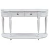 52 in. Antique White Standard Half Moon Wood Console Table with 2-Top Drawers by Kahomvis