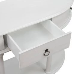 48 in. Antique White Standard Half Moon Wood Console Table with Single Drawer by Kahomvis -Kahomvis Sales Store antique white kahomvis console tables tre lkwf2 7aak 44 1000