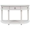 48 in. Antique White Standard Half Moon Wood Console Table with Single Drawer by Kahomvis