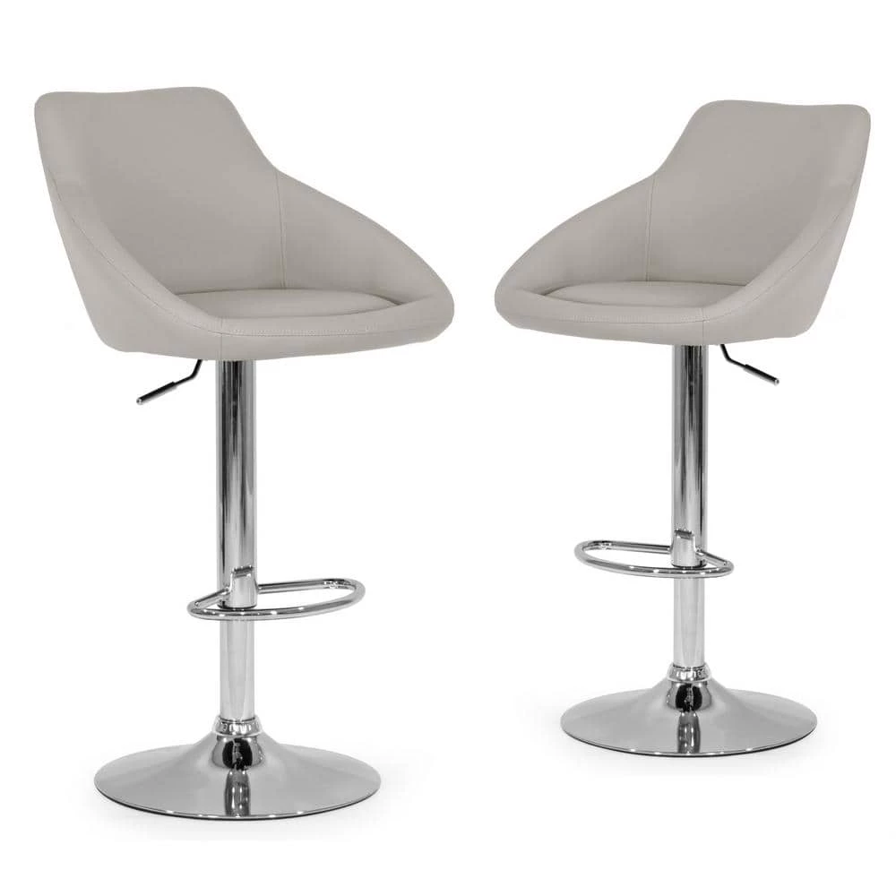 33.25 in. Alani Ashy Grey Adjustable Height Swivel Bar Stool in Faux Leather (Set of 2) by Glamour Home 1 33.25 in. Alani Ashy Grey Adjustable Height Swivel Bar Stool in Faux Leather (Set of 2) by Glamour Home