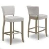 29 in. Aleck Beige Fabric Bar Stool with Antique Finish Wood Legs (Set of 2) by Glamour Home