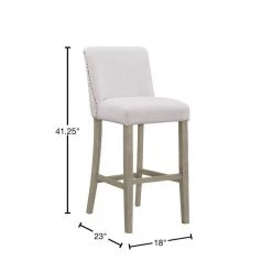 29.875 in. Aleco Beige Fabric with Metal Nail Head Accents Bar Stool (Set of 2) by Glamour Home 9 29.875 in. Aleco Beige Fabric with Metal Nail Head Accents Bar Stool (Set of 2) by Glamour Home -Kahomvis Sales Store beige glamour home bar stools ghstl 1219 40 1000