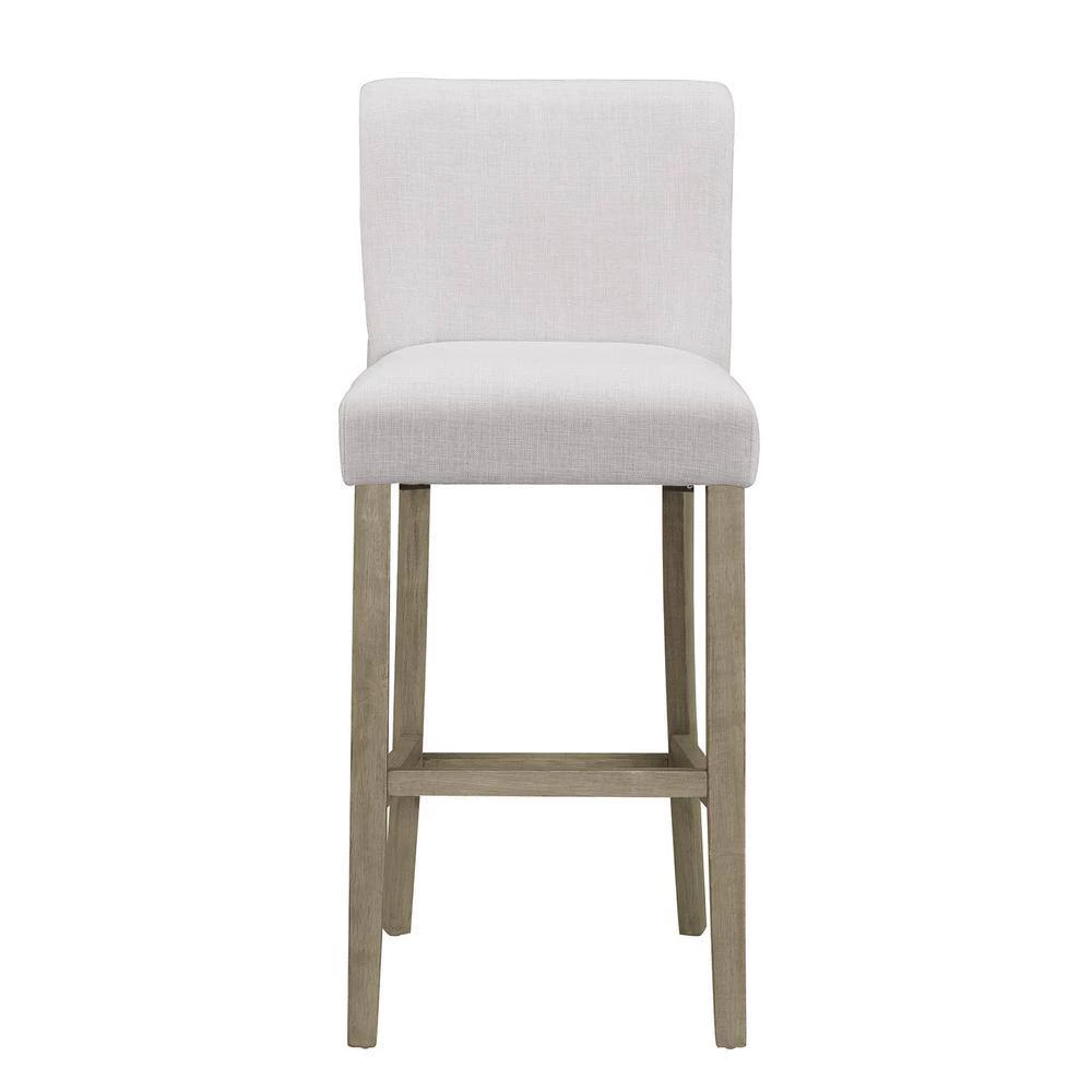 29.875 in. Aleco Beige Fabric with Metal Nail Head Accents Bar Stool (Set of 2) by Glamour Home 4 29.875 in. Aleco Beige Fabric with Metal Nail Head Accents Bar Stool (Set of 2) by Glamour Home - Image 4