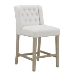 25.25 in. Aled Beige Fabric with Side Wings and Tufted Buttons Counter Stool (Set of 2) by Glamour Home -Kahomvis Sales Store beige glamour home bar stools ghstl 1222 1f 1000