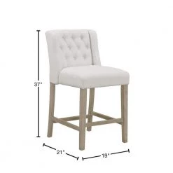 25.25 in. Aled Beige Fabric with Side Wings and Tufted Buttons Counter Stool (Set of 2) by Glamour Home -Kahomvis Sales Store beige glamour home bar stools ghstl 1222 40 1000