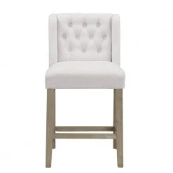 25.25 in. Aled Beige Fabric with Side Wings and Tufted Buttons Counter Stool (Set of 2) by Glamour Home -Kahomvis Sales Store beige glamour home bar stools ghstl 1222 4f 1000