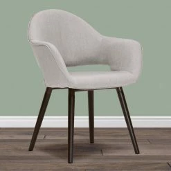 Adel Modern Beige Arm Chair Dining Chair with Beech Legs (Set of 2) by Glamour Home -Kahomvis Sales Store beige glamour home dining chairs ghdc 1190 31 1000