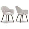 Adel Modern Beige Arm Chair Dining Chair with Beech Legs (Set of 2) by Glamour Home
