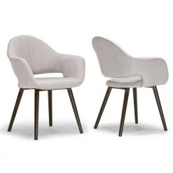 Adel Modern Beige Arm Chair Dining Chair with Beech Legs (Set of 2) by Glamour Home