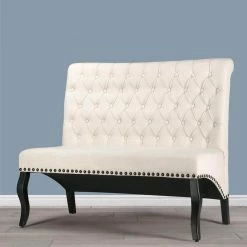 Alisa 46 in. Beige Button Tufted Polyester 2-Seater Armless Settee with Nailheads by Glamour Home 13 Alisa 46 in. Beige Button Tufted Polyester 2-Seater Armless Settee with Nailheads by Glamour Home -Kahomvis Sales Store beige glamour home loveseats ghbb 1250 31 1000