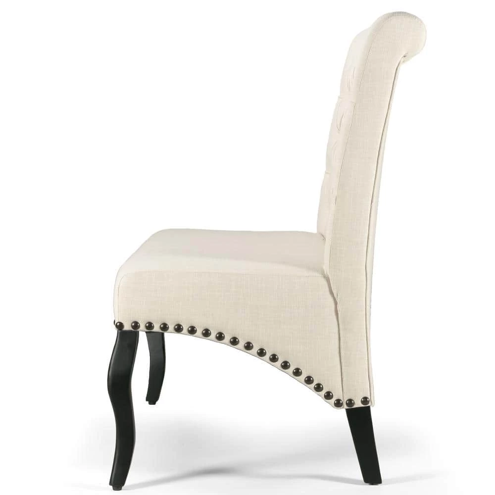 Alisa 46 in. Beige Button Tufted Polyester 2-Seater Armless Settee with Nailheads by Glamour Home 3 Alisa 46 in. Beige Button Tufted Polyester 2-Seater Armless Settee with Nailheads by Glamour Home - Image 3