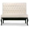 Alisa 46 in. Beige Button Tufted Polyester 2-Seater Armless Settee with Nailheads by Glamour Home