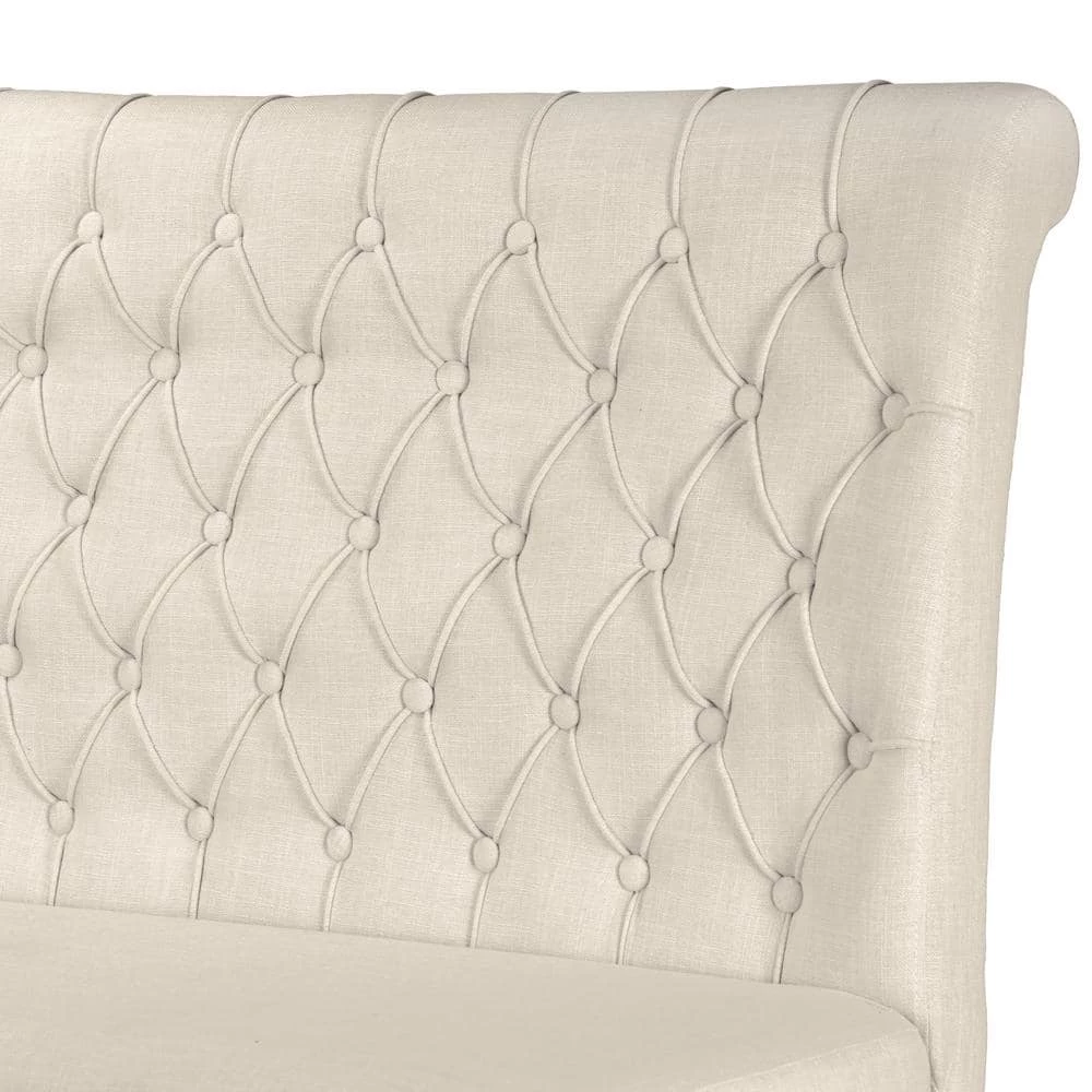 Alisa 46 in. Beige Button Tufted Polyester 2-Seater Armless Settee with Nailheads by Glamour Home 6 Alisa 46 in. Beige Button Tufted Polyester 2-Seater Armless Settee with Nailheads by Glamour Home - Image 6