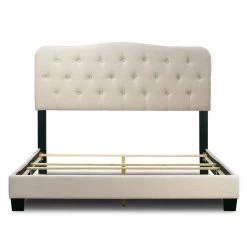 Artan Beige Fabric Queen Bed with Button Tufting by Glamour Home -Kahomvis Sales Store beige glamour home panel beds ghub 1385 1f 1000