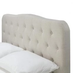 Artan Beige Fabric Queen Bed with Button Tufting by Glamour Home -Kahomvis Sales Store beige glamour home panel beds ghub 1385 44 1000