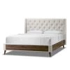 Arlo Beige Fabric Twin Upholstered Headboard Bed with Wings and Button Tufting by Glamour Home