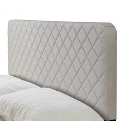 Aurum Beige Fabric Queen Bed with Decorative Stitching by Glamour Home -Kahomvis Sales Store beige glamour home panel beds ghub 1522 1f 1000