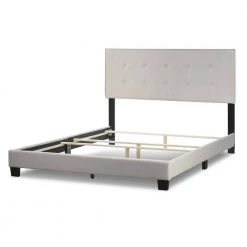 Auryon Beige Fabric Queen Bed with Button Tufting by Glamour Home -Kahomvis Sales Store beige glamour home panel beds ghub 1525 c3 1000