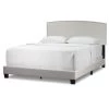 Ausca Beige Fabric Queen Bed with Nail Head Trim by Glamour Home