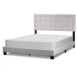 Austin Beige Fabric Queen Bed with Button Tufting and Stitching by Glamour Home -Kahomvis Sales Store beige glamour home panel beds ghub 1531 4f 1000