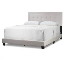 Austin Beige Fabric Queen Bed with Button Tufting and Stitching by Glamour Home