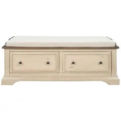 Beige Storage Bench with 2-Large Drawers and Removable Cushion (16.3 in. H x 43 in. W x 16 in. D) by Kahomvis