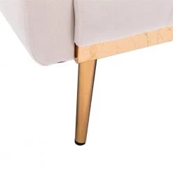 63.77 in. Beige Velvet Fabric Upholstered 2-Seater Modern Loveseat with Rose Gold Metal Feet and Pillows by Kahomvis -Kahomvis Sales Store beige kahomvis loveseats cm lkw3 6035 44 1000