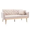 63.77 in. Beige Velvet Fabric Upholstered 2-Seater Modern Loveseat with Rose Gold Metal Feet and Pillows by Kahomvis