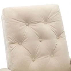 Beige Velvet Tufted Fabric Modern High Back Rocking Arm Chair (Set of 1) by Kahomvis -Kahomvis Sales Store beige kahomvis rockers gliders ottomans bb lkwf 61aac 4f 1000