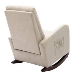 Beige Velvet Tufted Fabric Modern High Back Rocking Arm Chair (Set of 1) by Kahomvis -Kahomvis Sales Store beige kahomvis rockers gliders ottomans bb lkwf 61aac 66 1000