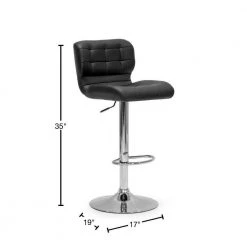 Set of 2 Adler Black Faux Leather 33.5 in. Adjustable Height Bar Stool by Glamour Home -Kahomvis Sales Store black chrome glamour home bar stools ghstl 1141 40 1000