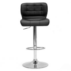 Set of 2 Adler Black Faux Leather 33.5 in. Adjustable Height Bar Stool by Glamour Home -Kahomvis Sales Store black chrome glamour home bar stools ghstl 1141 4f 1000