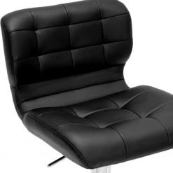 Set of 2 Adler Black Faux Leather 33.5 in. Adjustable Height Bar Stool by Glamour Home -Kahomvis Sales Store black chrome glamour home bar stools ghstl 1141 fa 1000