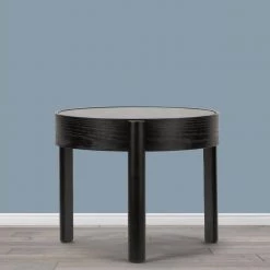 Anika Black with Tempered Glass Top Round Side Table by Glamour Home 9 Anika Black with Tempered Glass Top Round Side Table by Glamour Home -Kahomvis Sales Store black glamour home end side tables ghet 1338 31 1000