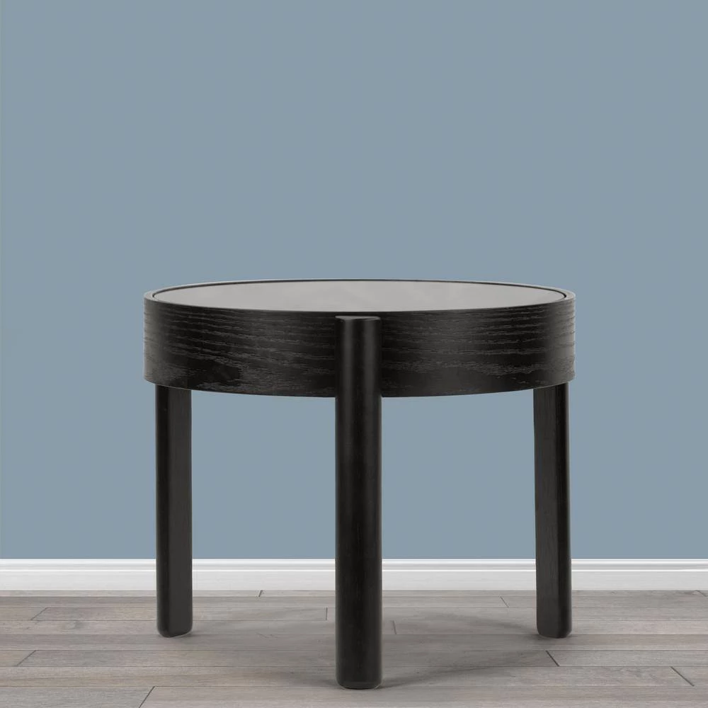 Anika Black with Tempered Glass Top Round Side Table by Glamour Home 5 Anika Black with Tempered Glass Top Round Side Table by Glamour Home - Image 5