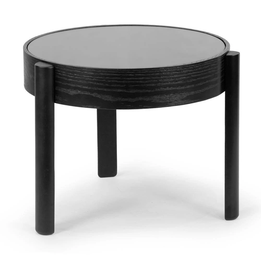 Anika Black with Tempered Glass Top Round Side Table by Glamour Home 3 Anika Black with Tempered Glass Top Round Side Table by Glamour Home - Image 3