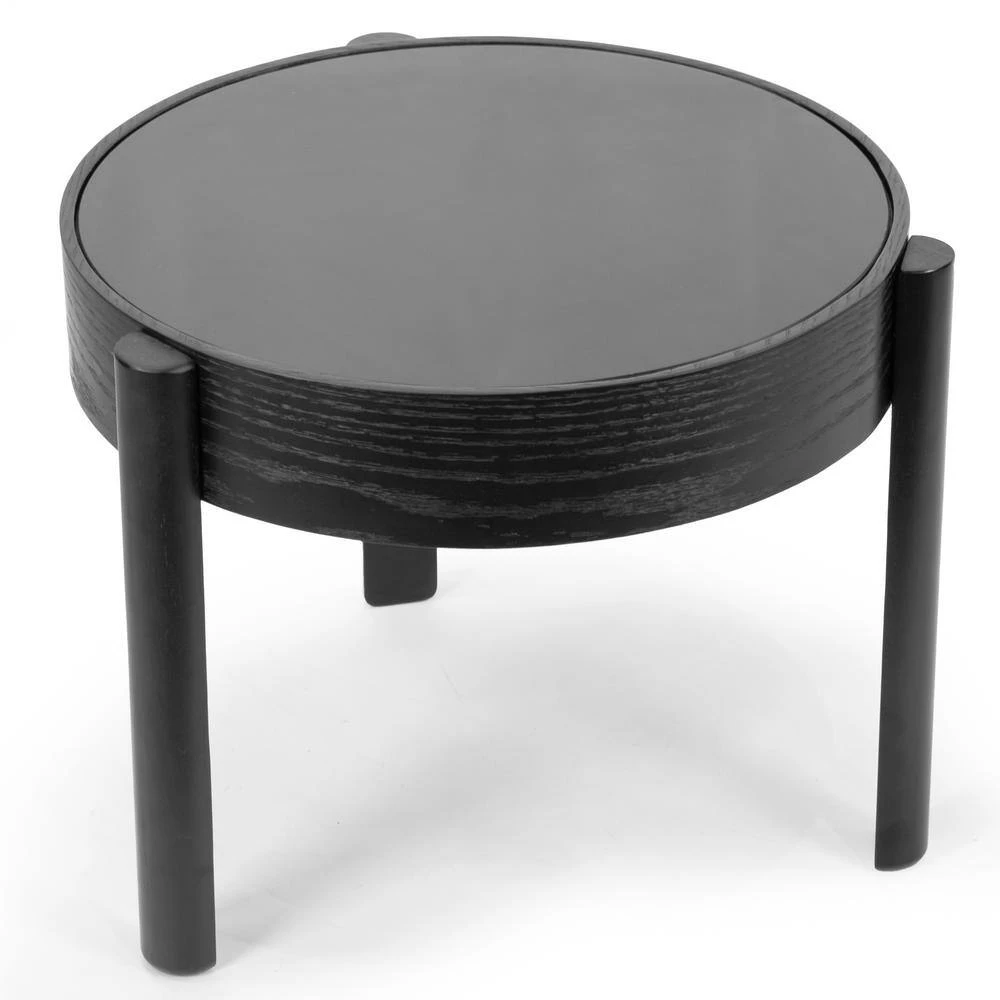 Anika Black with Tempered Glass Top Round Side Table by Glamour Home 4 Anika Black with Tempered Glass Top Round Side Table by Glamour Home - Image 4