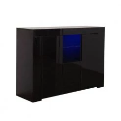 Black High Gloss Wood Buffet with LED Light by Kahomvis