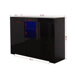 Black High Gloss Wood Buffet with LED Light by Kahomvis -Kahomvis Sales Store black high gloss effect finish to the front of the unit kahomvis sideboards buffet tables js lkw33s030 76 1000