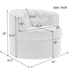 Black Linen Fabric Upholstered 360° Swivel Tufted Back Accent Round Barrel Chair(Set of 1) by Kahomvis 10 Black Linen Fabric Upholstered 360° Swivel Tufted Back Accent Round Barrel Chair(Set of 1) by Kahomvis -Kahomvis Sales Store black kahomvis accent chairs bb lkpp 76aab 4f 1000