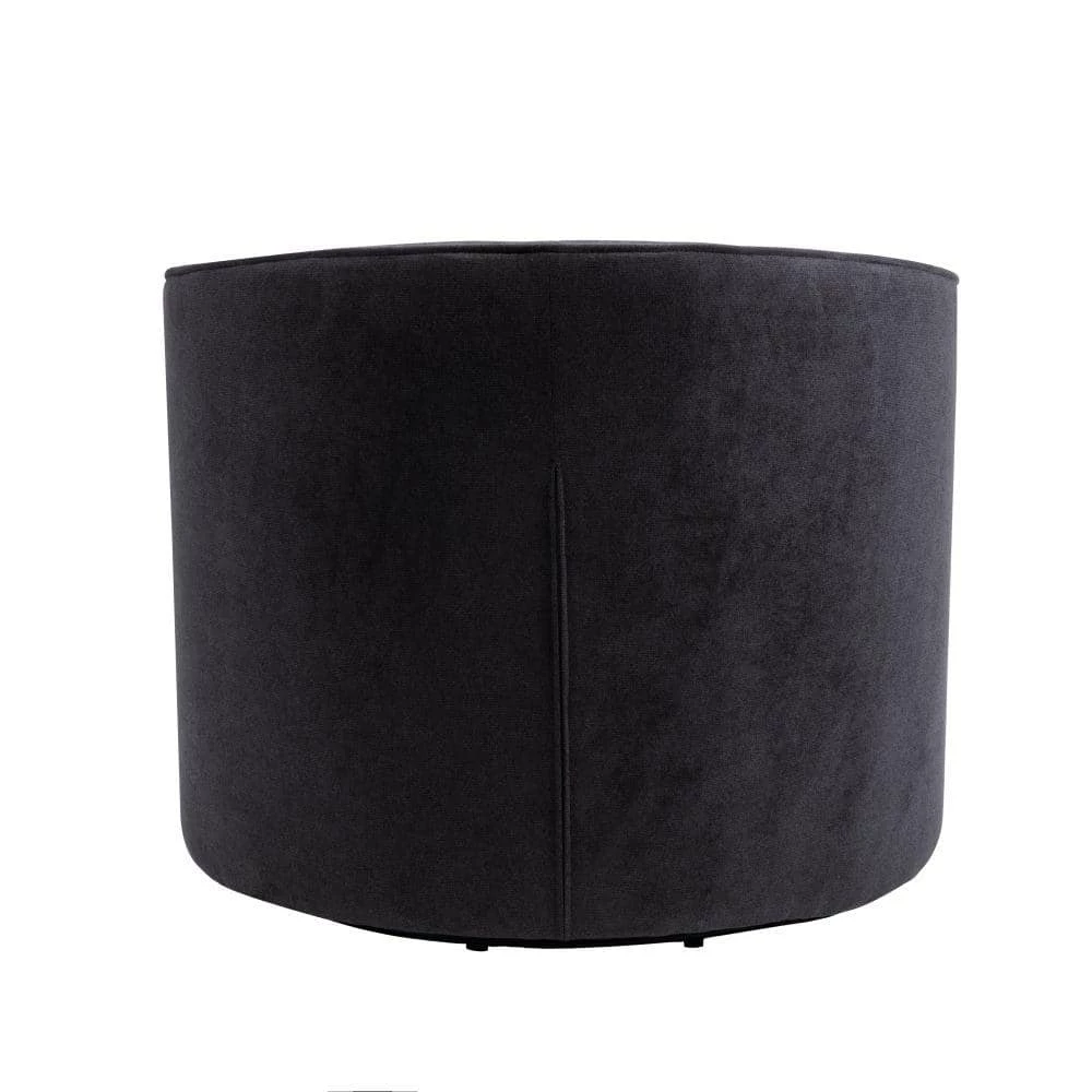 Black Linen Fabric Upholstered 360° Swivel Tufted Back Accent Round Barrel Chair(Set of 1) by Kahomvis 3 Black Linen Fabric Upholstered 360° Swivel Tufted Back Accent Round Barrel Chair(Set of 1) by Kahomvis - Image 3