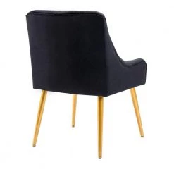 Black Modern Velvet Upholstered Side Chair with Golden Legs(Set of 1) by Kahomvis -Kahomvis Sales Store black kahomvis accent chairs bb lkpp 8aae 66 1000