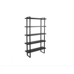 70.9 in. Black Wood 5-Shelf Etagere Bookcase with Open Back by Kahomvis